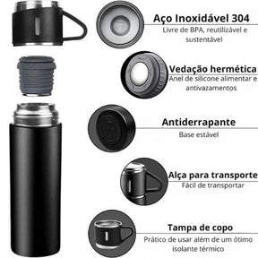 Garrafa Térmica para Café com 3 Xícaras de Brinde
