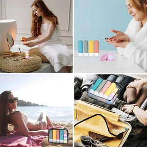 Kit 4 Frascos de Silicone Para Viagem | Anti-Vazamento